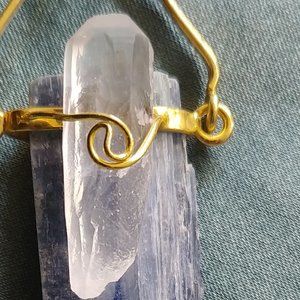 Blue Kyanite and crystal quartz pendant